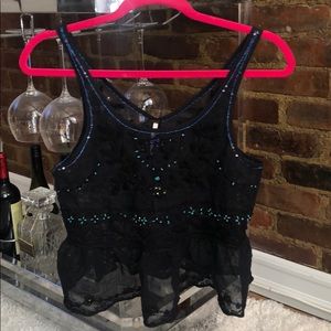 Free People Lace embroidered Top with Beading